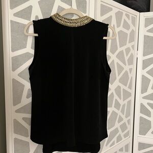 Moa Moa Black Sleeveless Blouse with Gold Detailing